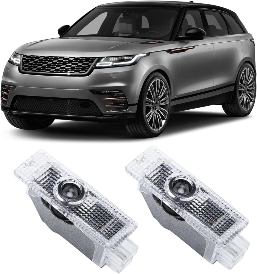 2 Pcs Never Fade Door Light Logo, Projection Ghost Shadow Welcome Puddle Light Compatible with Range Rover 2010-2022 Accessories (White)