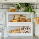 Corner Bread Box for Kitchen Countertop - New 2025 Airtight Design - Extra Large, Double Layer Black BreadBox, Vintage Storage for Homemade Bread, Under Cabinet Organizer