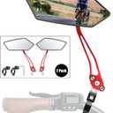 Diyife Bike Mirror 2 PCS, [New Version] HD Wide Angle Large Handlebar Rearview Mirror, Blast-Resistant 360Adjustable Bicycle Rear View Mirrors Accessories for Mountain Road Bike MotoRed