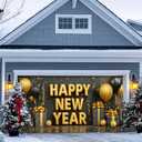 13x6ft Happy New Year Garage Door Banner Golden Balloons Confetti Backdrop New Year's Eve Garage Door Cover Decoration for Celebration Party Indoor Outdoor House Wall Background Decor