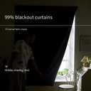 AJAZZ Self Adhesive Curtains 100% Blackout Shades Window Cover Sticky Curtain Portable Easy Open Blackout Curtains for Bedroom Living Room No Drilling (Black, 47" W x 96" L) 1 Panel