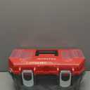 WORKPRO Tool Box Portable 16" with Removable Tray Heavy Duty Toolbox with 2 Metal Latches, Rated up to 33 Lbs, PP Plastic Small Tool Boxes with Lock Secured, Small Parts Organizer in Lid, black & red