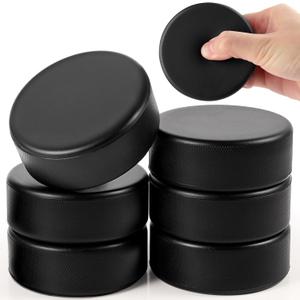 Zealor 6PCS Sport Foam Hockey Pucks, 3 Inch Mini Soft Foam Hockey Pucks with Mesh Bag Colored for Kids Adult Indoor Outdoor Use Sport Game Classic Training and Practicing, Black