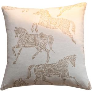 Croker Horse 18x18 inches Throw Pillow Cushion Covers - White Horse Chenille Jacquard Embroidery Couch Sofa Pillow Covers for Living Room Bedroom