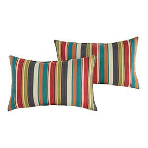 Greendale Home Fashions Outdoor 19x12 inch Rectangle Decorative Throw Pillow, 2-Pack, Adobe Stripe 2 Count