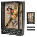 AW BRIDAL 11X16 Large Shadow Box Picture Frames Deep Shadow Boxes Display Cases with Removable Shelves and Drawers, Black Wooden Memory Boxes for Keepsakes with Slot Ideas