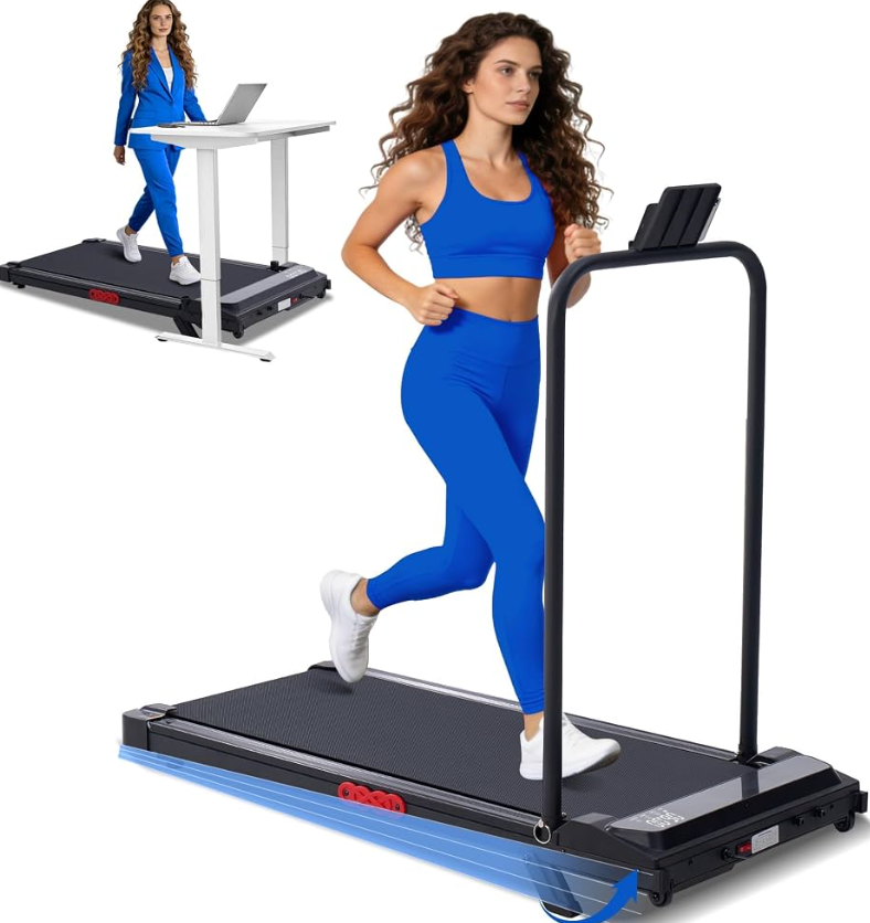 Compact Treadmills for Home, 3.0HP Portable Walking Pad Treadmill with Incline, 0.6-7.6MPH Electric Walking Pad Treadmill with Handle Bar
