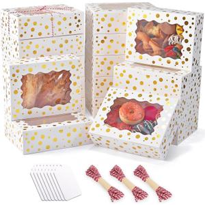 32Pcs 8x6x2.5 in Christmas Cookie Boxes with Window, White Bakery Boxes for Cookie, Treat Boxes Pastry Boxes for Gift Giving, Chocolate Covered Strawberries, Dessert, Donut, Cupcakes Muffins