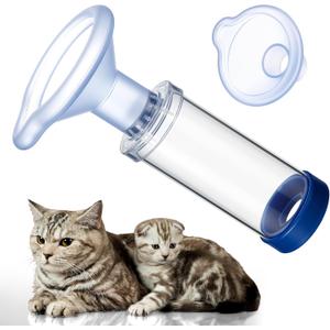 Cat Inhaler Spacer with 2 Sizes Silicone Masks to Fit Most Cats, Chamber Inhaler for Giving Medicine to Your Pet, Helps Cat with Breathing Delivering Medication Fits