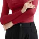 SUUKSESS Women Business Casual Long Sleeve Tops Double Lined Basic T Shirts (Large, 06 Wine Red)