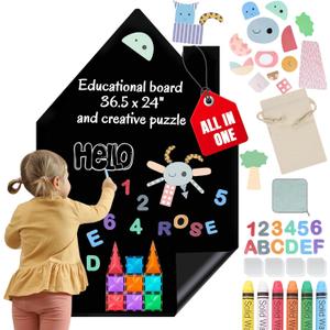 Magnetic Chalkboard Wall Decal for Kids  Peel & Stick Removable Blackboard, Reusable Drawing & Learning Board for Playroom, Classroom & Home