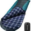 Bessport Sleeping Bag Winter | Flannel Lined 18 - 32 Extreme 3-4 Season Warm & Cool Weather Adult Sleeping Bags Large | Lightweight, Waterproof for Camping, Backpacking, Hiking (Flannel Lined Grey&Blue(-5))