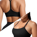 Buauty Y Back Sports Bra for Women, Low Impact Padded Racerback Spaghetti Strap Bras, Womens Workout Yoga Gym Tops, M