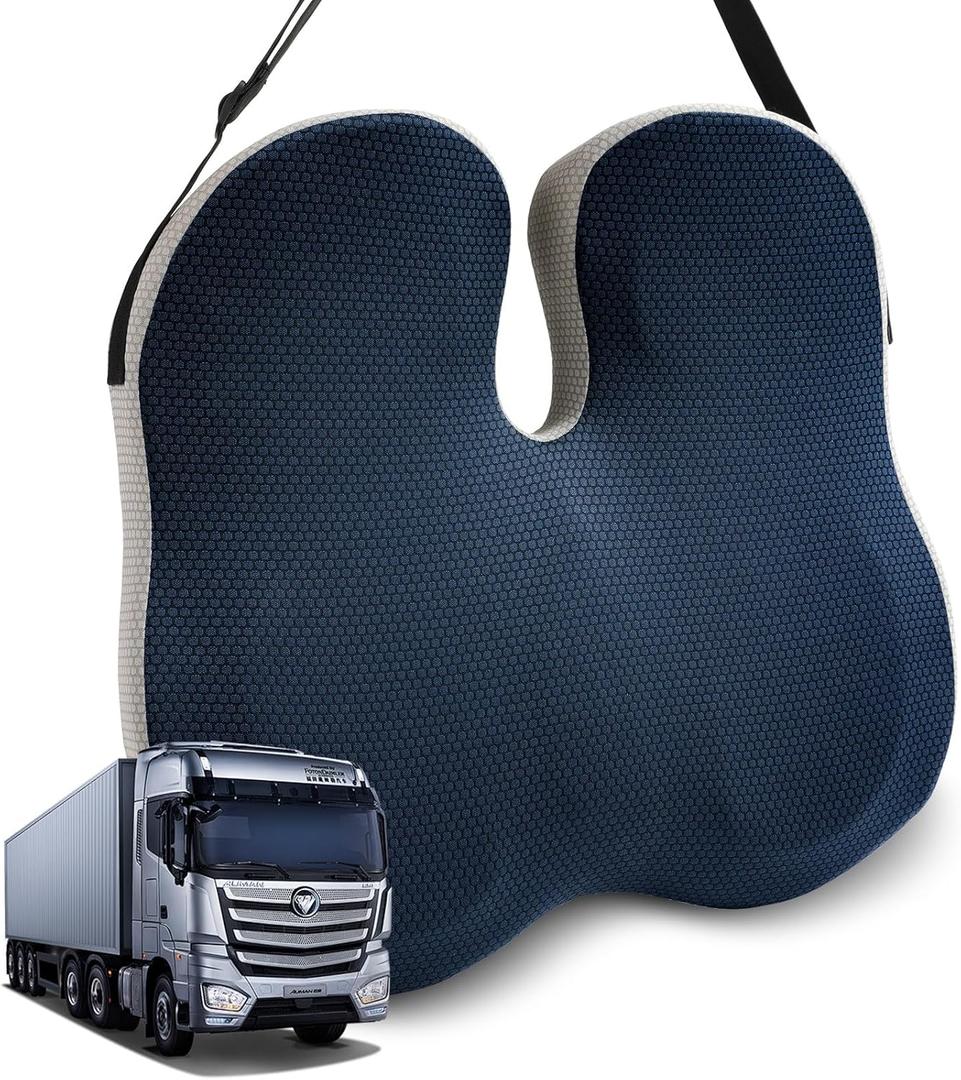 X Large Car Seat Cushion for Driving, Mprove Driving Vision/Posture, Truck Seat Cushion with Non-Slip and Adjustable Straps, Memory Foam Seat Cushion for Long Time Driving Car, Truck, SUVs (Dark Gray)