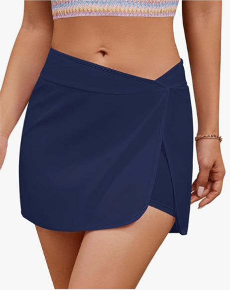 GRAPENT Women's Swim Skirt High Waisted Asymmetric Wrap Bikini Tankini Bathing Suits Bottoms Side Split Swimsuit Skirts M