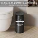 Stainless Steel Bathroom Trash Can and Toilet Brush Set,1.6 Gallon Small Trash Bin with Press Type Lid, Black Bathroom Sets with Shower Curtain and Liner for Bathroom