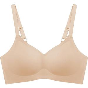 OEAK Womens Wireless Jelly Bra Plus Size Supportive Seamless Bras Full Coverage Push Up Comfortable No Underwire Tshirt Bras (X-Large, Creamy Beige)