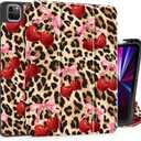 May Chen Case for iPad Pro 11 inch (4th, 3rd, 2nd & 1st Gen) 2022 2021 2020 2018, Trifold Stand + Pencil Holder + Auto Wake/Sleep + Soft TPU Protective Stand Back Cover, Cherry & Cheetah