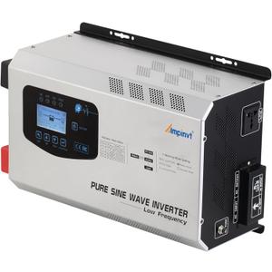 Ampinvt 2000W Peak 6000W Pure Sine Wave Power Inverter Charger DC 12V to 120V AC Output Converter with LCD Display, Off Grid Low-Frequency Inverter for Sealed Gel AGM Flooded Lithium Battery Charger