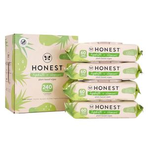 The Honest Company Hydrate + Cleanse Naturally Scented Wipes | Cleansing Multi-Tasking Wipes | 99% Water, Plant Based, Hypoallergenic | Aloe + Cucumber, 240 Count (60 Count (Pack of 4))