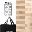 Outdoor Games Giant Tower Stacking Game, 54 Wooden Blocks, Stack Up to 4.5 Ft Tall, Includes Carry Bag and Scoreboard, Backyard and Beach Lawn Yard Fun for Adults and Family (Natural)