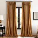 96 Inch Long Gold Brown Velvet Blackout Curtains 2 Panels Elegant Boho Heavy Pinch Pleated Drapes for Living Room Bedroom,Crushed Room Darkening Soundproof Thermal Window Panels for Winter Decor