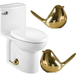 Ceramic Bird Toilet Bolt Covers Decorative Toilet Bolt Caps,Set of 2 Toilet Caps for Bottom of Toilet, Toilet Screw Cover Caps for Bolts Bathroom Decor Acessories, Easy Installation (Gold)
