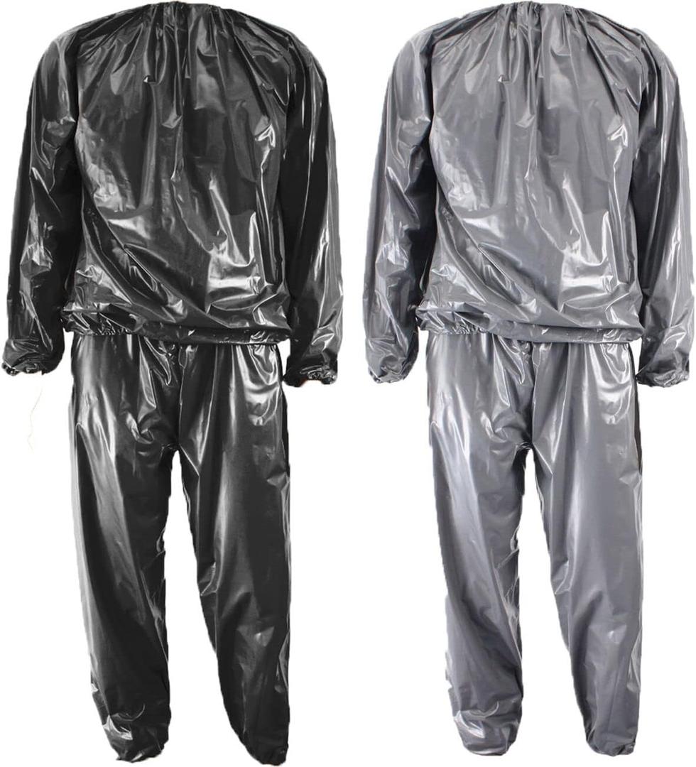 Swibow Heavy Duty Sauna Suit Men Women Weight Loss Exercise Slim Gym Fitness Workout Anti-Rip Sweat Sauna Suits (Black)