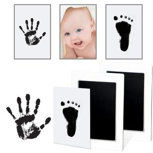 2 x 1-Pack Clean Touch Ink Pad for Baby Handprints and Footprints, Baby Footprint Kits,Inkless Hand and Footprint Kit,No Mess Ink Pad for Baby Hand and Footprints,Baby Shower Gifts for New Moms (2-Pack - Medium, Black)