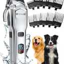 oneisall Dog Clippers for Grooming for Thick Heavy Coats/Low Noise Rechargeable Cordless Pet Shaver with Stainless Steel Blade/Waterproof Dog Shaver for Dogs Pets and Animals (Silver)