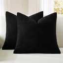 MIULEE Black Couch Pillow Covers 18x18 Inch, Set of 2 Soft Chenille Decorative Square Throw Pillow Covers Farmhouse for Sofa Living Room Bed