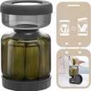 Luvan Pickle Jar with Strainer Flip, 34oz Pickle Container with Strainer, Upside Down Pickle Flip Jar,Glass Pickle Holder with Leakproof Airtight Lid, Hourglass Pickle Storage for Olive,Jalapeno-Grey