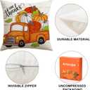2 x Artscope Fall Decorative Throw Pillow Covers 18x18 Inch Set of 4, Happy Fall Pumpkin Truck Thankful Grateful Blessed Outdoor Farmhouse Pillow Cases for Home Sofa Couch-Orange
