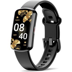 Health Fitness Tracker with 24/7 Heart Rate, Smart Watch with Blood Pressure and Blood Oxygen Monitor, Bulit-in 120+ Sport Mode, Sleep Tracking Waterproof Activity Tracker for Women Men (Black)