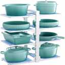 LAMU Pots and Pans Organizer Rack for under Cabinet, 8 Adjustable Tiers Pan Pot Organizers inside Cabinet with 15" Height, HeavyDuty Kitchen Organization and Storage Holds up to 12" Cookware, Black