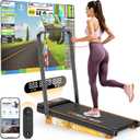 Walking Pad with Incline, Walking Pad Treadmill for Home Office, Upgraded 3.5 HP Under Desk Treadmill 330Lbs Capacity, 4 in 1 Portable Desk Treadmill with Remote Control and APP, LED Display (Black-Orange)