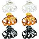 MAORULU Big Claw Hair Clips for Women and Girls, Strong Hold, 6 Packs (Black, Clear, Tortoise)