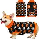 Vehomy Dog Halloween Sweater Pet Pumpkin Ghost Costume Cat Pumpkin Turtleneck Knitwear Shirt Pullover Dog Puppy Halloween Sweaters Clothes Outfits for Cats Small Medium Large Dogs XL