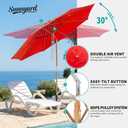 10FT Bamboo Patio Umbrella, UPF50+ Outdoor Table Umbrella, Red