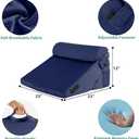 Bedluxe 3Pcs Orthopedic Bed Wedge Pillow Set, Foam Wedge Pillow Post Surgery for Back, Leg and Knee Support, Adjustable 9&12 Inch Folding Triangle Pillow for Sleeping, Acid Reflux, Snoring, Navy
