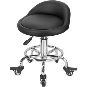 FLOLXNB Rolling Stool Low Roller Seat PU Leather, Rolling Chair Height Adjustable, Garage Stool with Wheels for Manicure Mechanic Home Office Garage Shop (Style 1), Height: 14.76 - 17.13 inches