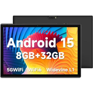 ZZB 10 inch Tablet Android 15 Tablet PC, 10.1" Android Tablets DDR4 8GB RAM 32GB ROM 2MP+8MP Dual Camera 5G WiFi-6 BT Support 1TB Expand 10 in IPS 6000mAh Battery Powerful Performance Tablets (Black)