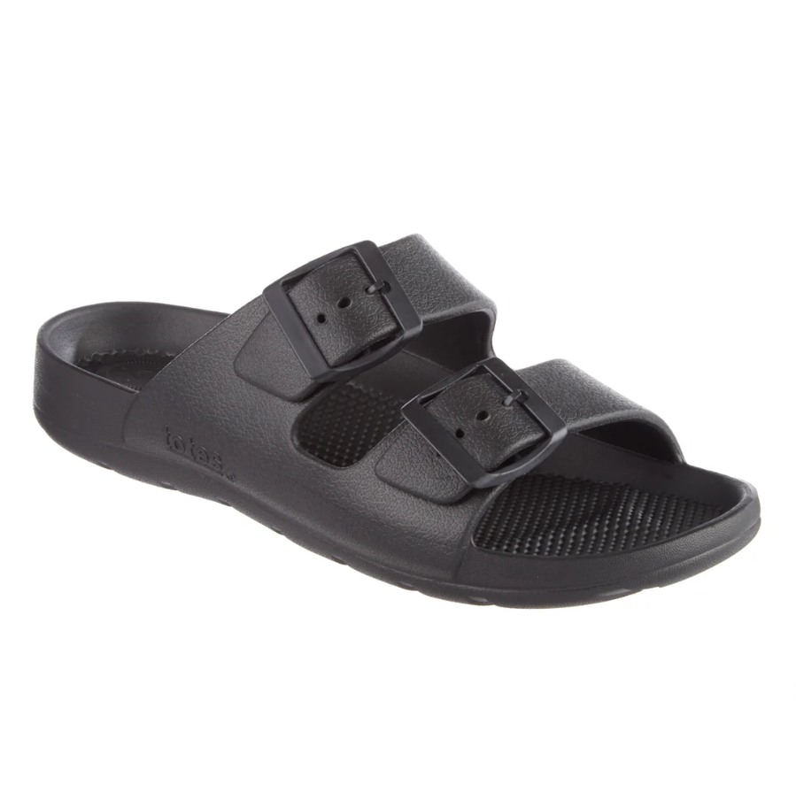 Totes Women's Double Buckle Adjustable Slide with Everywear Black 10