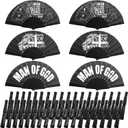 Threehoney 36 Pcs Father Day Church Gift Bulk Man of God Foldable Hand Fan Gifts Bulk Christian Appreciation Gift for Men Pastor Father's Day Coworker Team Church Party Favors
