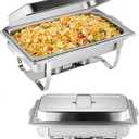  1 Set Chafing Dishes for Buffet, 8QT Stainless Steel Chafers with Lids, Pans & Fuel Holders, Buffet Warmers Sets for Parties, Events, Banquets, Weddings, Dinners