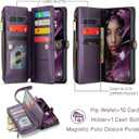 Defencase Compatible with Galaxy A16 5G Case Wallet with RFID Blocking Card Holder for Women and Men, PU Leather Magnetic Snap Flip Zipper Strap Wallet Phone Case for Samsung Galaxy A16/ 5G, Purple