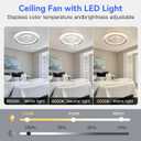 Enclosed Ceiling Fans with Lights,Flush Mount Modern Ceiling Fan and Remote Control,18.89 in Fandelier Ceiling Fan with Light,3000K-6500K Dimmable LED Fan Light-015