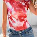 PRETTYGARDEN Women's Summer Floral Mesh Tank Tops 2025 Trendy Casual Cap Sleeve Slim Fitted Blouse Shirt Going Out Outfits (L)