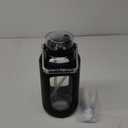 84oz Glass Water Bottle with Stainless Steel Handle,2.5L Gallon Water Bottle with 2-IN-1 Straw Lid, Silicone Sleeve and Motivational Capacity Marker, Wide Mouth Water Jug For Gym, Workout, Black