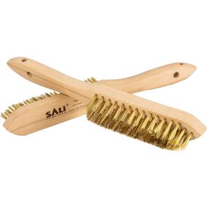 SALI Heavy Duty Copper Plated Steel Brushes - for Rust Removal, Automotive Cleaning, Welding Slag, Grill & Household Use, 11" Curved Beechwood Handle, 14X4 Rows Bristles (Pack of 2)